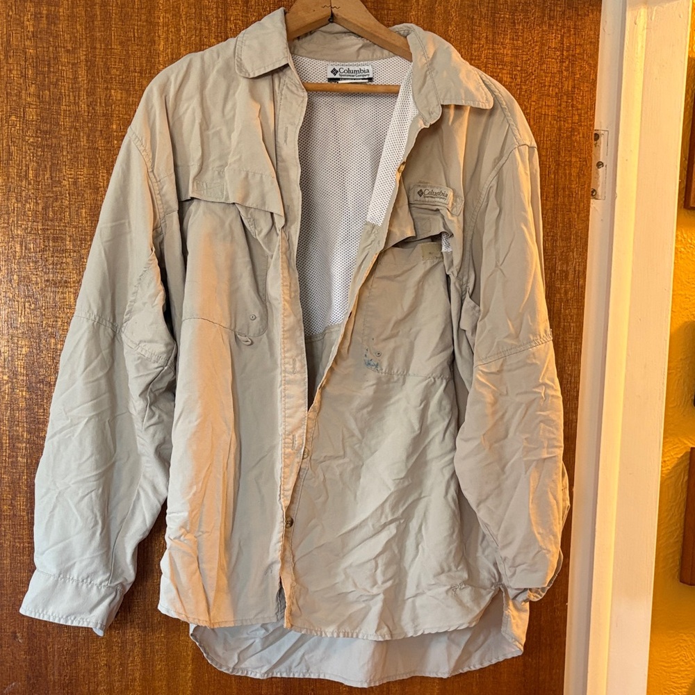 🔥5 FOR $25🔥 Columbia Beige Omni-Shade Lightweight Women's Fishing Shirt Jacket